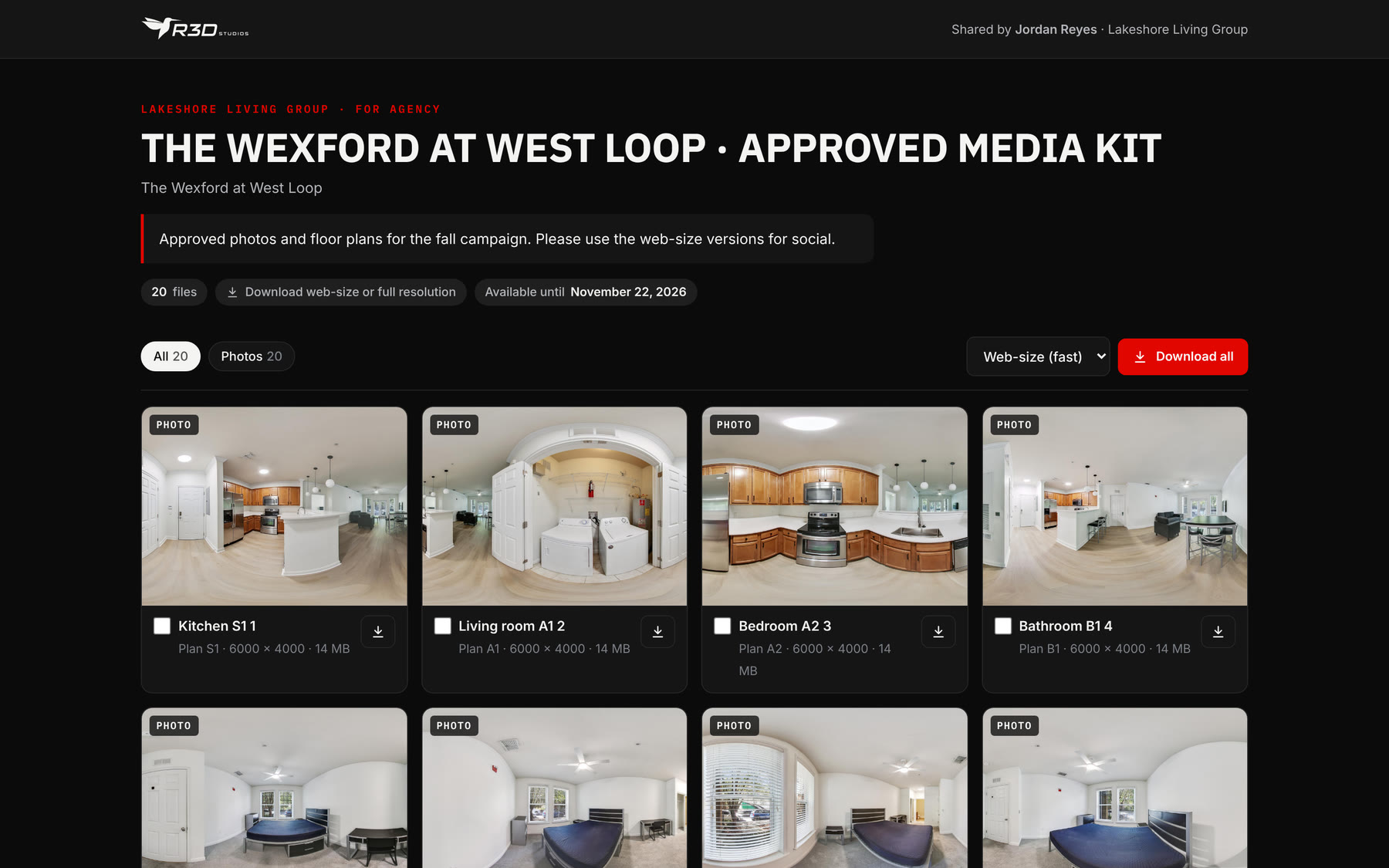A share portal: a branded media kit page